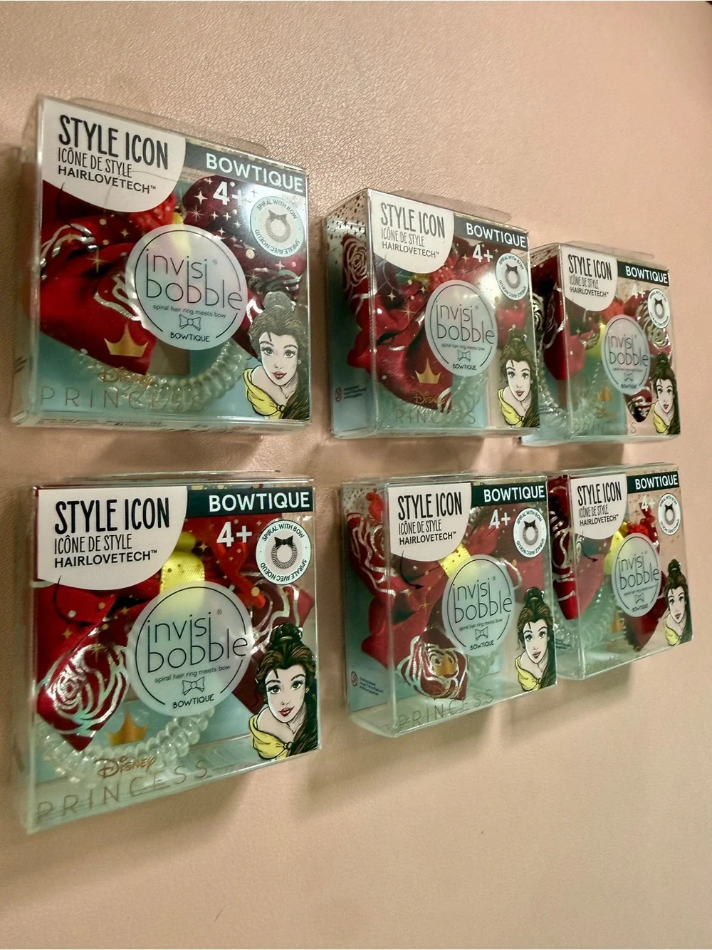 ✨ NIB Invisibobble Bowtique Disney Princess Belle Hair Ties Lot of 6✨